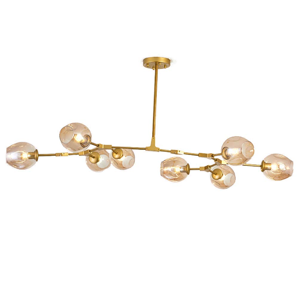 NZDY Nordic Creative Glass Ball Chandelier, Bubble Branch Sputnik Pendant Light Adjustable Rotate Hand Blow Glass Shade Antique E27,8-Lights