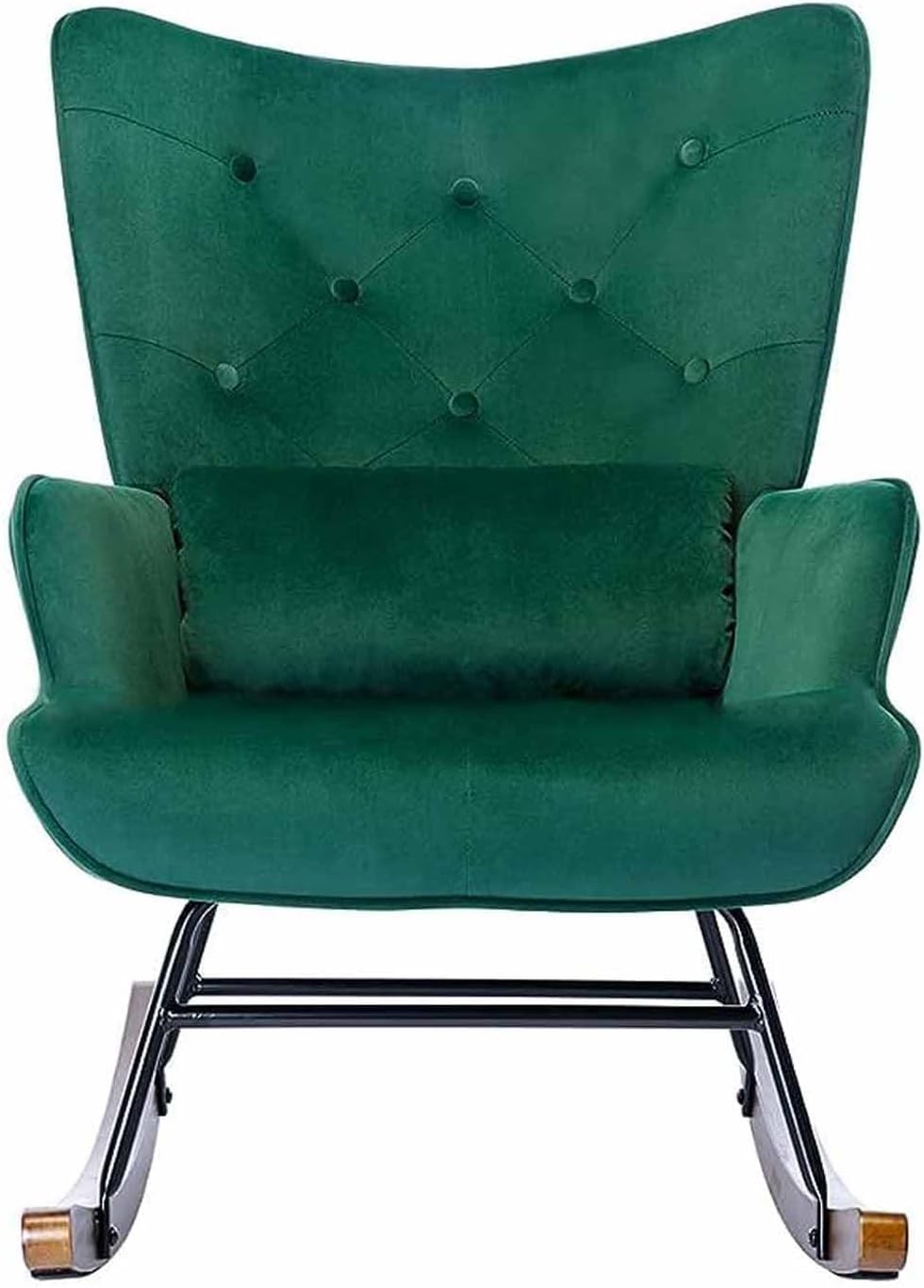 Nursery Rocking Chair with Solid Wood Legs Glider Chair with High Backrest Nursing Rocking Chair Rocker Armchair for Living Room, Bedroom, Balcony, Green
