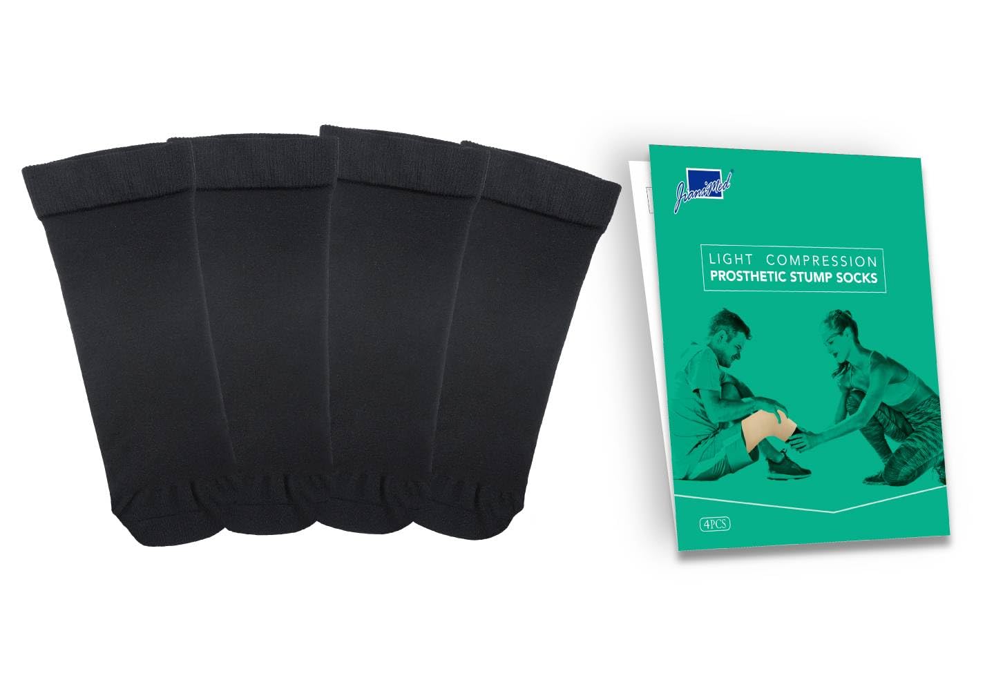 JianiMed Prosthetic Stump Socks – AK, 1 PLY, Light Compression, Moisture Control, Sensitive Skin, Amputee Socks, Daily use, Breathable, Taiwan Excellence, 4 PCS