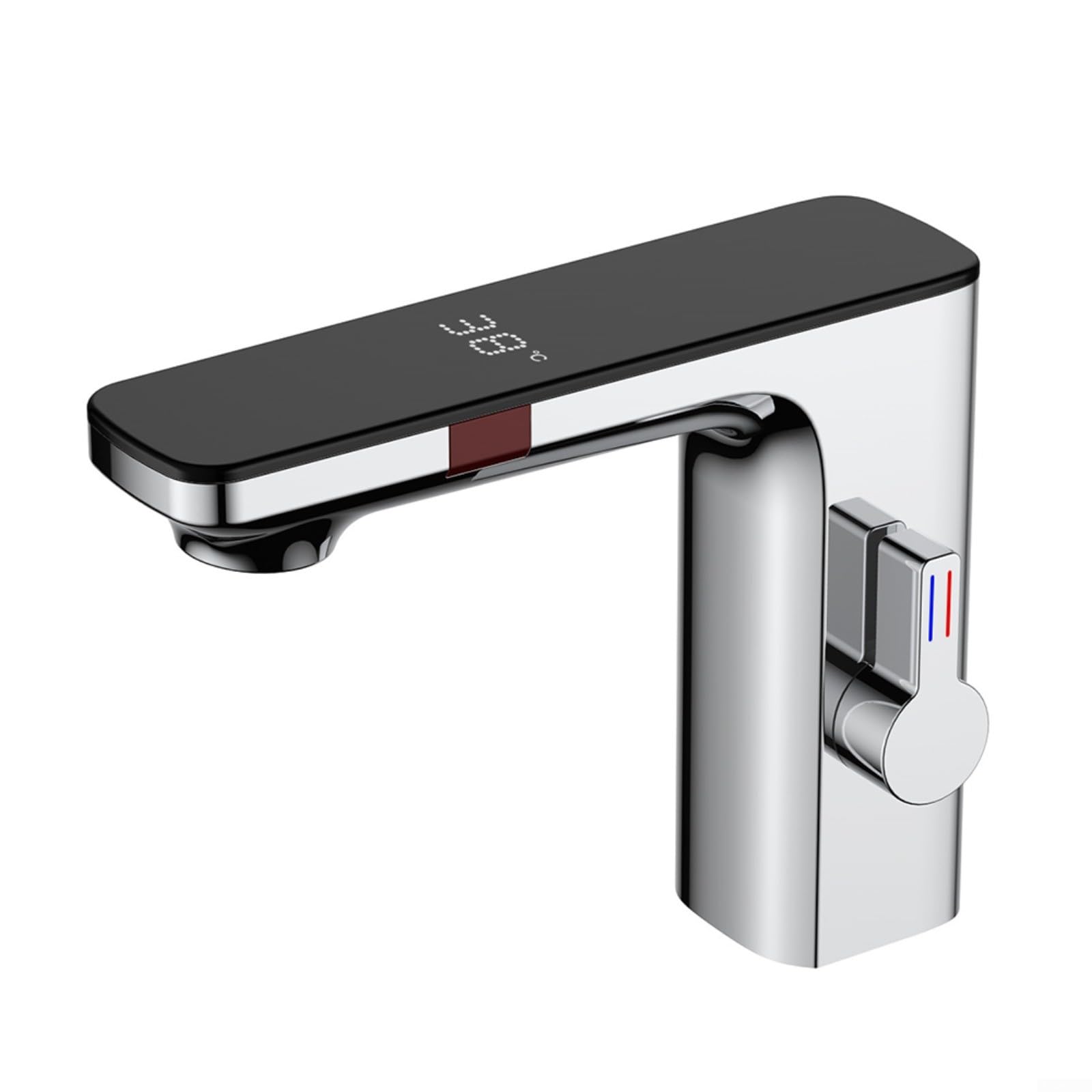 FCXWEVR Automatic Touchless Infrared Sensor Faucet with Digital Display Chrome Hot & Cold Water Mixer Tap for Kitchen & Bathroom Hands Free Operation Easy Installation
