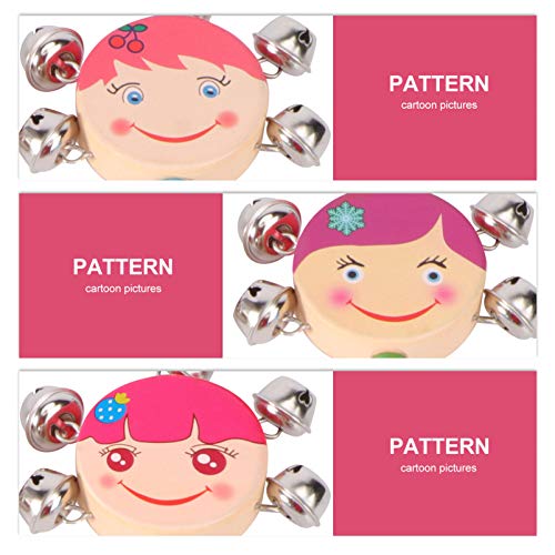 STOBOK 5Pcs Chocalho Tambor de Brinquedo para Crianças Com Alça de Madeira Arco-Íris Alça de Sinos A