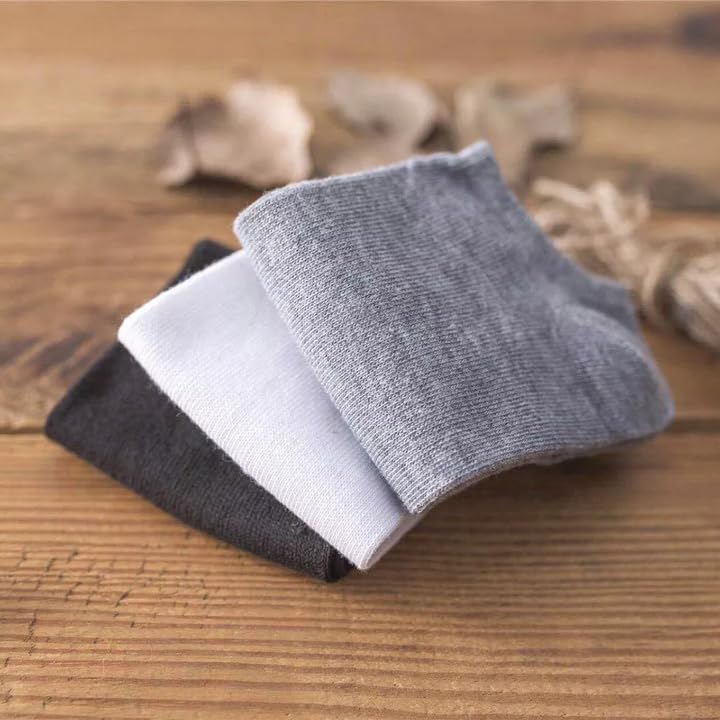 Image of Plain Ankle Length Socks for Men & Women | Unisex Low Cut Socks in Soft Pure Cotton Fabric | Stretchable, Breathable & Comfortable DailyWear Sock| Pack of 5