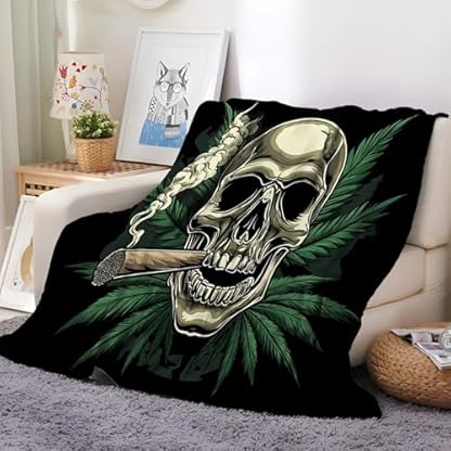 XCQHZYQ Kuscheldecke für Kinder Cartoon-Schädelblätter 200x200 cm Decke Fleecedecke Sofadecke Kinderdecke, Superweiche Flanell Wohndecke Geschenke für Jungen Mädchen