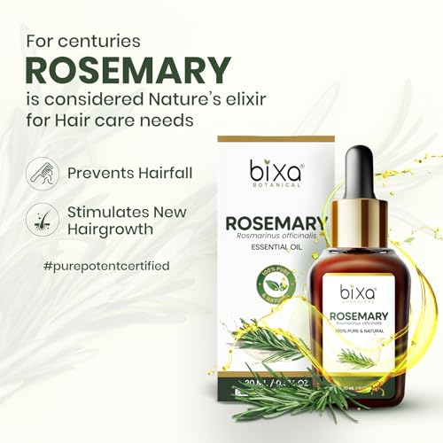 Image of Rosemary Essential Oil | Hair Fall Support | Lab Tested | 20ml | 100% pure rosemary essential oil, dermatologically tested, steam distilled, no synthetic fragrance, no additives