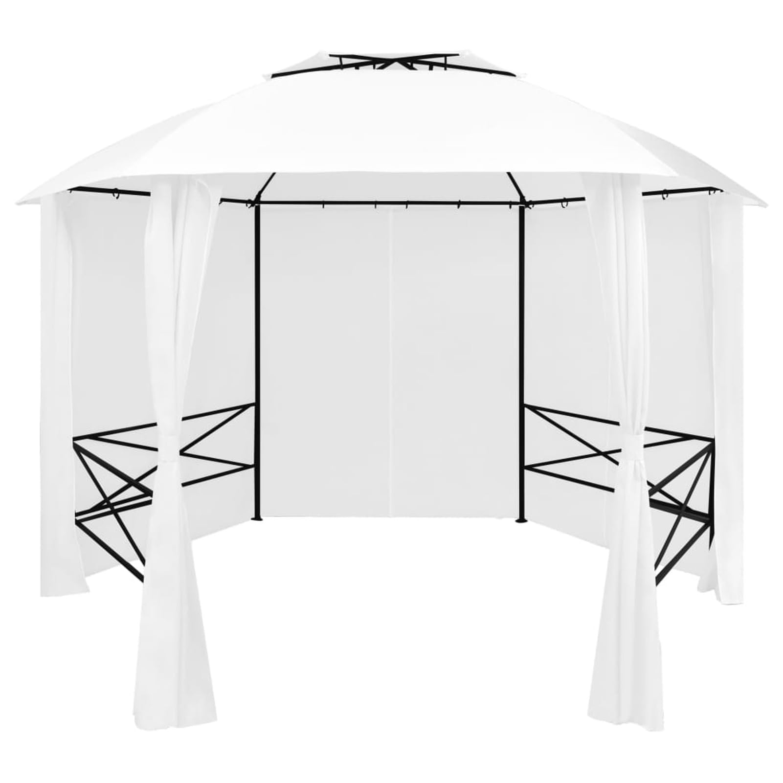 Altana ogrodowa z zasłonami 360 x 312 x 265 cm biała 180 g/m², altana, wodoodporna, odporna na promieniowanie UV, altana ogrodowa, altana zewnętrzna-312234