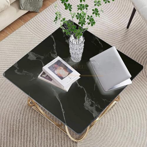 Image of EDEUEQUE Modern Center Table Coffee Table Sofa Side Table for Living Room Cocktail Table End Table with Storage Wooden Tabletop-Marble Print with Metal Frame (Golden and Black)
