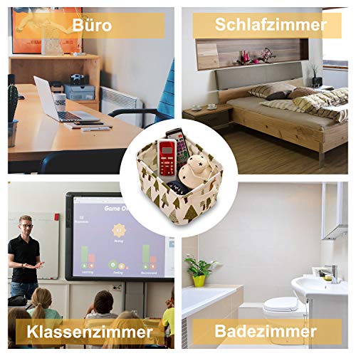 sinzau Aufbewahrungskorb, 4-Teiliges Set, Faltbare Aufbewahrungsbox aus Leinen, für Büro, Schlafzimmer, Bad, 4 Muster