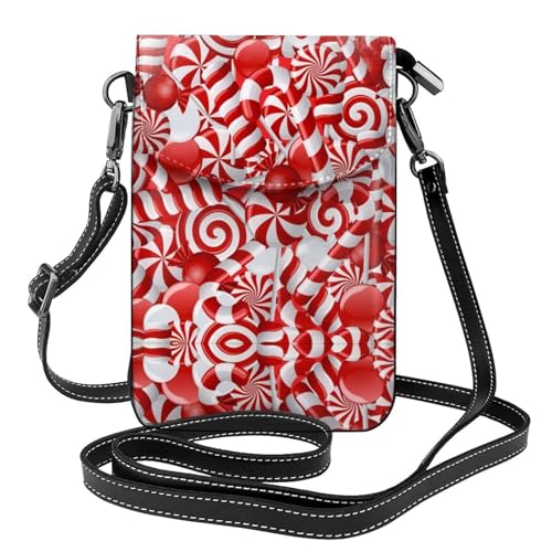 Sac à bandoulière en cuir Candy Canes avec rabat pour femme et portefeuille intégré