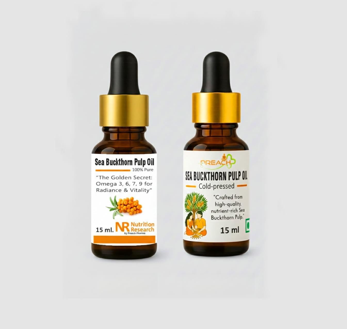Sea BuckThorn Pulp Oil тАУ Rich in 3 6 7 9 | 100% Pure & Cold-Pressed | Natural Glow & Hydration | 15ml Bottle