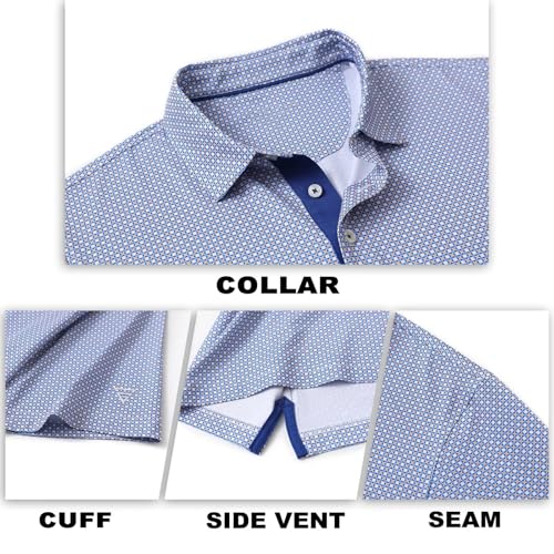 Image of M MAELREG Mens Golf Shirt Short Sleeve Dry Fit Print Moisture Wicking Performance Patterns Collared Polo Shirt
