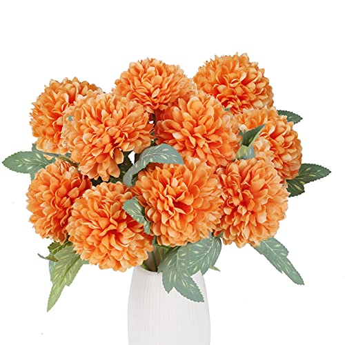 fireplace arrangement - AILANDA 10PCS Fall Artificial Flowers Chrysanthemum Balls Autumn Silk Flowers Fall Orange Faux Floral Arrangement for Autumn Wedding Home Kitchen Fireplace Vase Fillers Halloween Decor