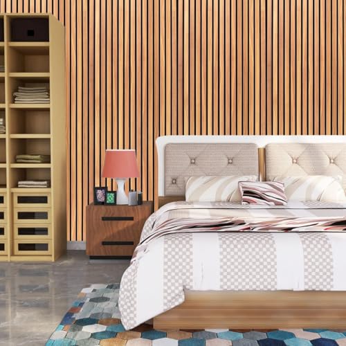 Image of Light Premium 3D Wood Slat Peel-and-Stick Wallpaper Realistic Vertical Timber Panel Design with Deep Black Grooves for Modern Accent Walls, Home Decor, Bedrooms, Living Rooms (45 x 300 cm)