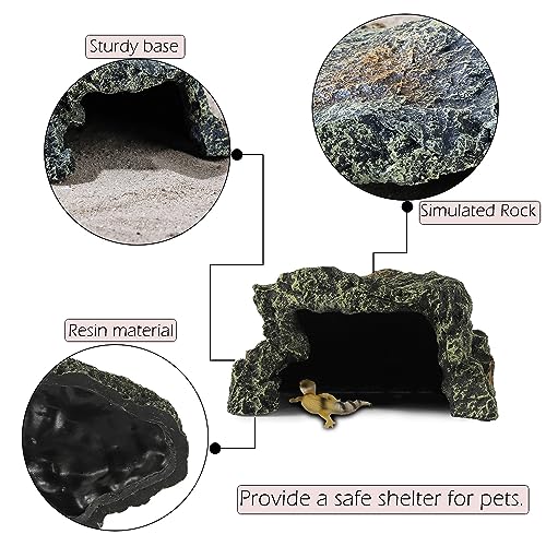 IBWell Resin Reptile Rock Cave, Lizard Tank Décor, Gecko Hide Reptile Hideout for Small Turtle Accessories for Tank, Leopard Gecko, Lazard Hideout - Thumbnail 3