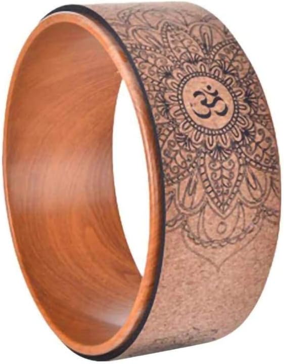Yoga Wheel Wood for Stretching, Natural Cork Fitness Wheel for Improving Back Bending. Stretch Pilates Circle.