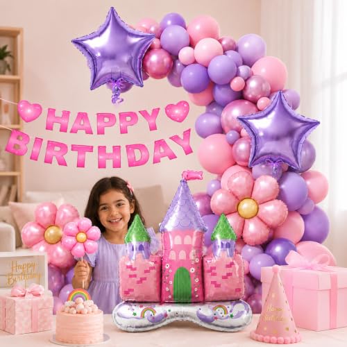 Image of Rozi Decoration Princess Theme Birthday Decoration Items for Girl (Pack of 73 Pcs)