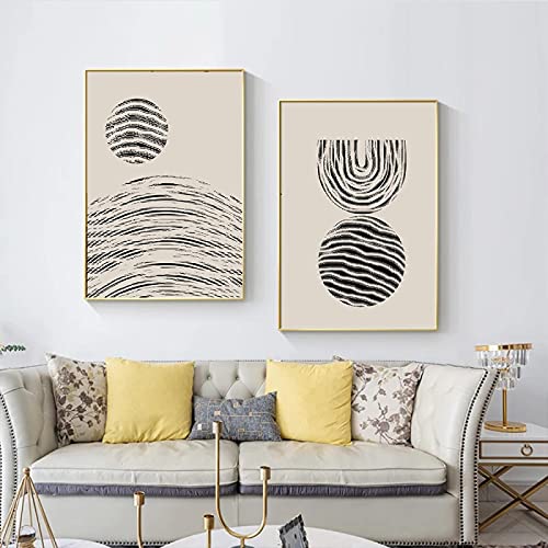 Affiche géométrique abstraite beige pour salon moderne 50x70cm