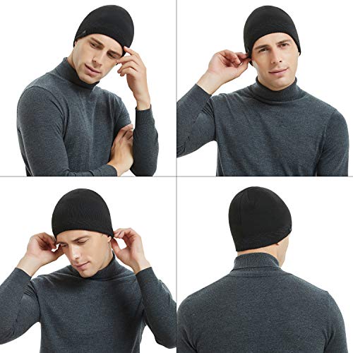 OMECHY Mens Winter Warm Knitting Hats Plain Skull Beanie Cuff Toboggan Knit Cap - Thumbnail 7