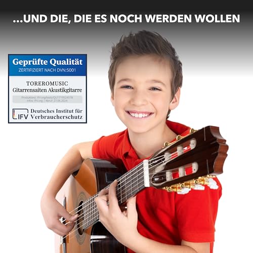 TOREROMUSIC® - Gitarrensaiten Konzertgitarre. Nylon und Silber. Premium Nylon-Saiten für Akustikgitarre, Konzertgitarre und Klassische Gitarre (6-Saiten-Set), inkl. 3 Plektren