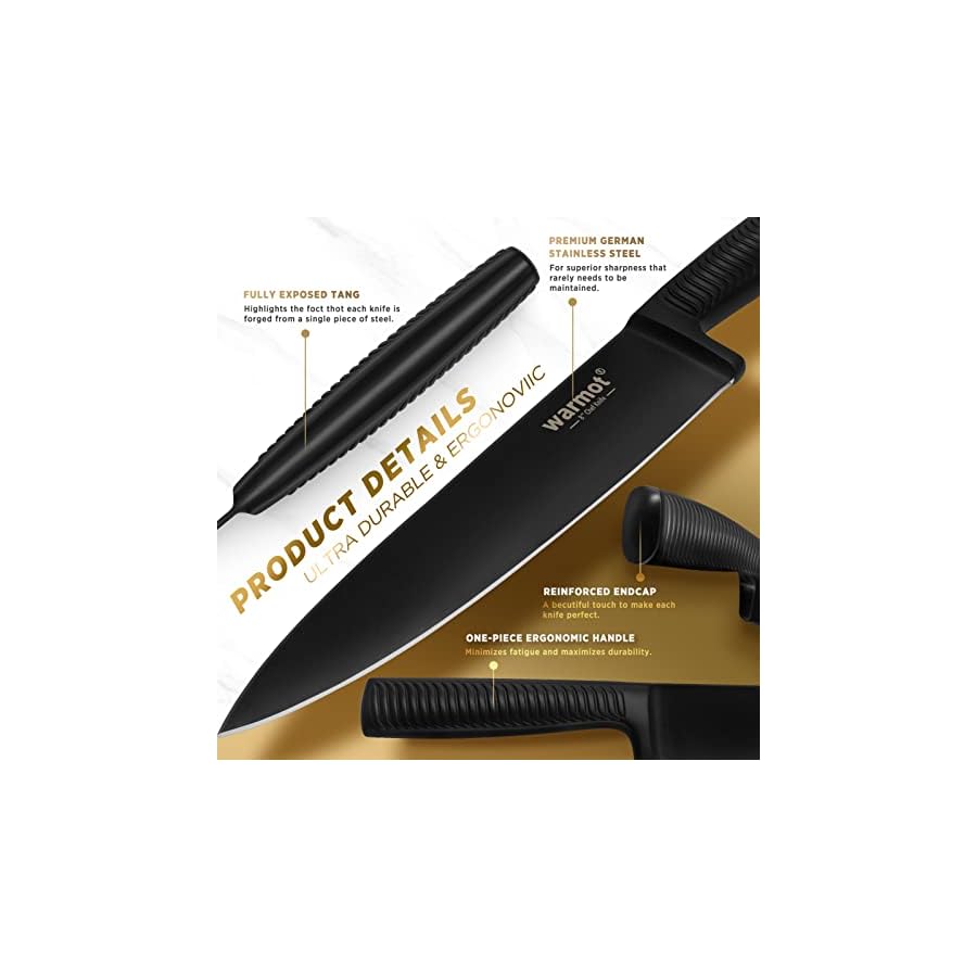 Kitchen-Knife-Set-with-Block-Warmot-15-Pcs-Ultra-Sharp-Chef-Knife-Set-Knife-Set-with-Knife-Sharpener-High-Carbon-Stainless-Steel-Knife-Block-Set-Non-slip-Ergonomic-HandleBlack Warmot® Kitchen Knife Set, 15 Pieces Knife Set Chef with Knife Sharpener Block, Ultra Sharp German Stainless Steel Knife Set Ergonomic Handle, Elegant Black