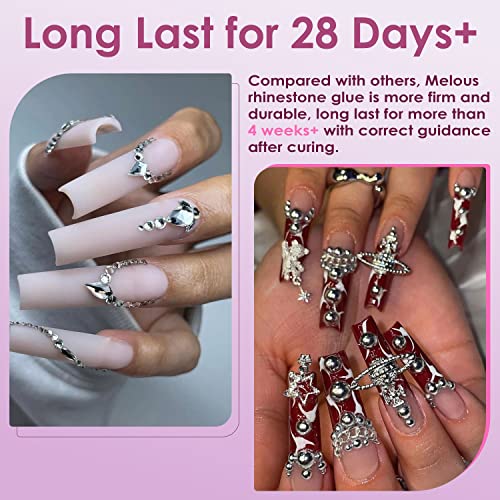 Nail Rhinestone Glue Gel, Melous Nail Gem Glue Nail Art Glue Super Strong Adhesive Gel For Nail Glitter Nail Gems Nail Jewels Nail Crystals Nail Beads Nail Diamonds 3D Nail Charm Sequins #TOP4