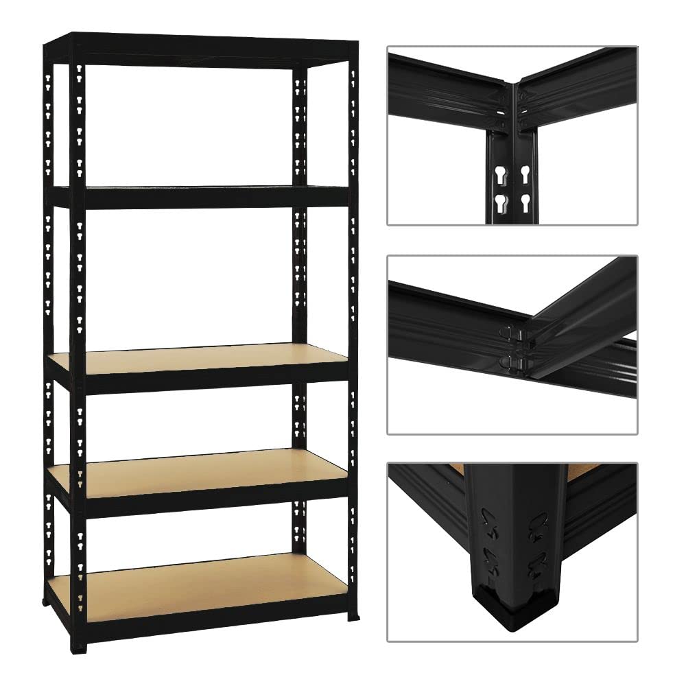 PROREGAL Schwerlastregal Tiger Schwarz 180x90x45cm für Gesamtlast 1365kg Kellerregal, Steckregal, Garagenregal, Lagerregal