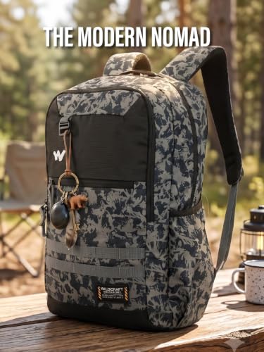 Image of Wildcraft Safara Pro Laptop Backpack-(31L), Polyester, 1-3 Day Travel- Black(Camo Black)