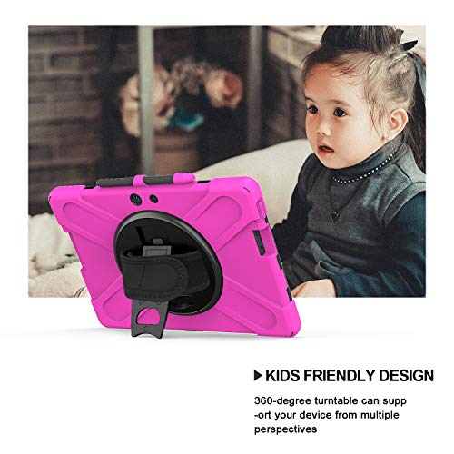 Coque Surface Pro X rose rouge avec béquille rotative et bandoulière ajustable - 7
