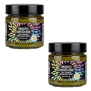 Boerderij Cuvea – Pesto genovese Handgemaakt uit Ligurië 2 x 180 g met Genuese basilicum D.O.P. saus Pasta ideaal voor pasta, lasagne, spaghetti