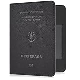 YAVIV Reisepasshülle für Damen und Herren, Premium Leder Travel Passport Cover Wallet RFID Blocking Passhülle, Reisemappe & Dokumententasche Organizer, Schwarz