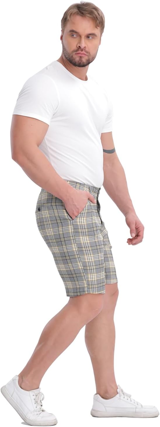 ALLELMS Mens Shorts Slim Fit Stretch 9 Inch Inseam Chino Golf Shorts Pants - Image 5