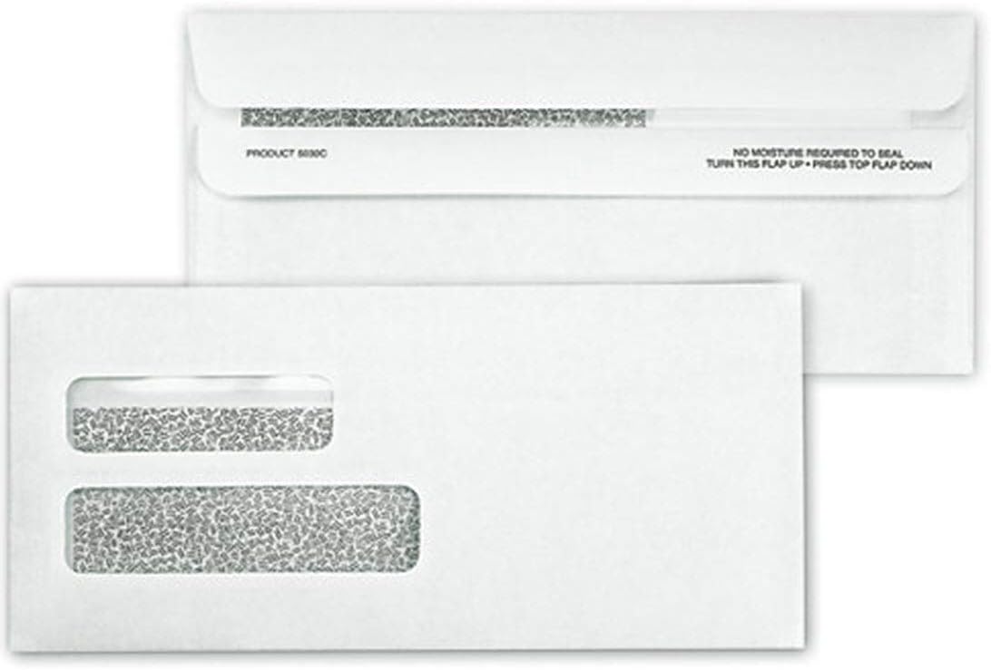 Double Window Confidential Envelope Self-Seal - 9 x 4 1/8, 250 Envelopes