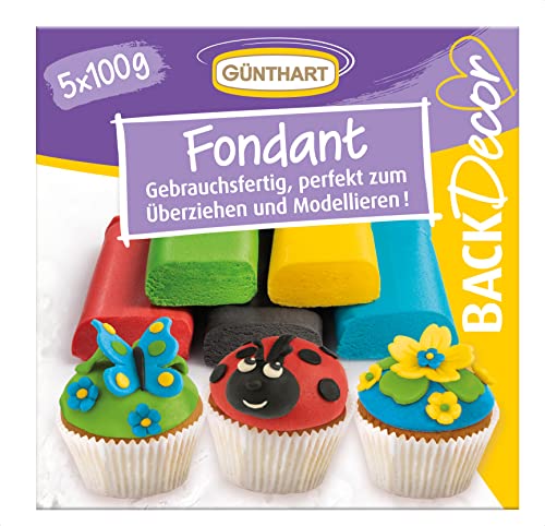 Günthart BackDecor 500g Fondant Fondant bunt, Palmöl frei, Modelliermasse zum gestalten, 1er Set (500 gr)