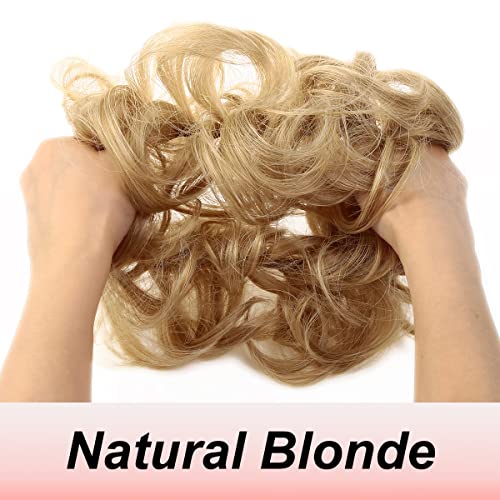 JJstar Messy Hair Bun Curly Wavy Hair Scrunchies Accessories Pieces for Women Girls Synthetic Chignons (Natural Blonde) - Image 2