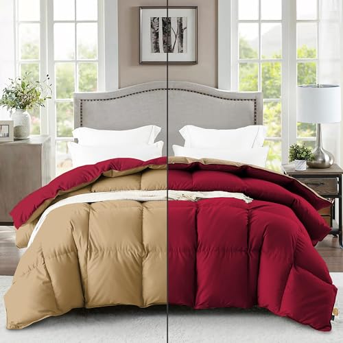 Image of Fluffy 600 GSM Winter Comforter Single Bed 60 inchX90 inch - 600 GSM Heavy Winter Quilt Microfiber Rajai /Duvet /Blanket Super Soft Single Size - Burgundy /Baige Color