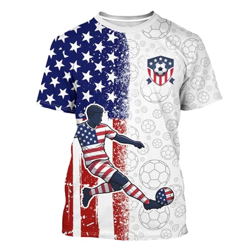 Soccer Jersey American Flag Football Training Apparel Outdoor T-Shirt Print
