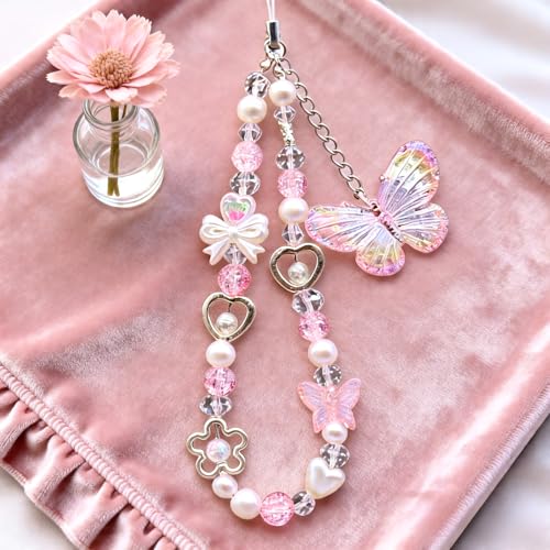 Image of Beaded Camera Wrist Strap Cute Digital Camera Charm Lanyard, Phone Wristlet Charms, Phone Chain for Camera