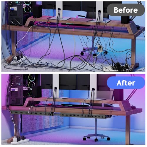 Image of Serplex 2Pcs 15.7 Inch Cable Raceway PVC Wire Concealer Kit for Office | Under Desk Cord Organizer with Side Cable Eyelets, Under Desk Cord Organizer with Cable Management Power Cable Channel