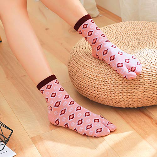Image of Artfasion Women Flip Flop Socks - Tabi Ankle Sock Colorful Two Toe Finger Running Socks for Womens Girls