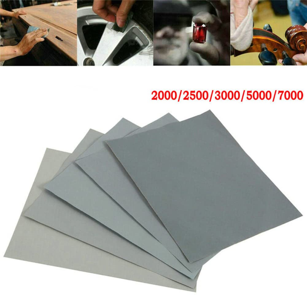 SHENGANG 50Pcs Carta vetrata Wet Dry Carta vetrata Carta morbida Base Lucidatura di precisione 2000 2500 3000 5000 7000 Vernice per auto Grana mista mista, 2000