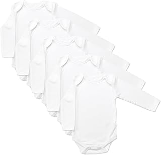 Little Seeds Baby,Clothing,Baby Boys 0-24m,Bodysuits & One-Pieces,Bodysuits Baby Bodysuit Long Sleeve Vests for Boys and Girls - Unisex Baby Bodysuits for Newborn 0-3, 3-6, 6-9 and 9-12 Months. 100% Organic Cotton Pack of 5 White Long Sleeve Bodysuits
