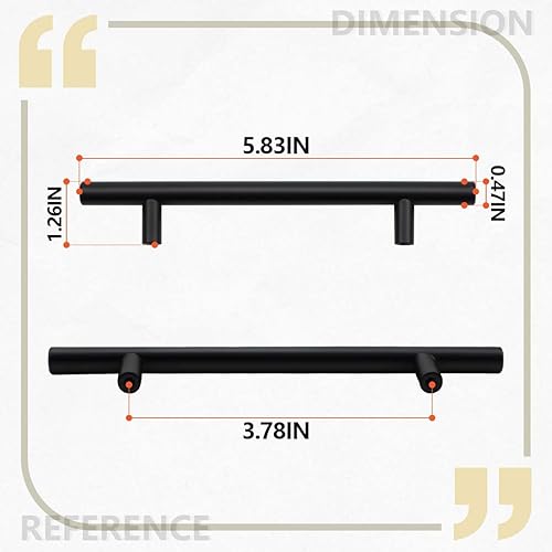 Miniatura 8 de Tiradores de cabina de 4 pulgadas (centro de agujero de 2.5 pulgadas), color negro mate, manijas de gabinete de cocina, hechas de acero inoxidable,