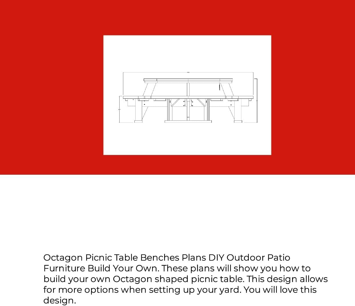 Octagon Picnic Table Benches Plans Outdoor Patio Furniture Build Your Own
