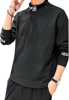 [foveitaa] メンズ Ｔシャツ カットソー ティーシャツ ハイネック セーター 丸首 長袖 厚手 ゆったり 無地 シンプル 春服 秋服 大きい サイズ