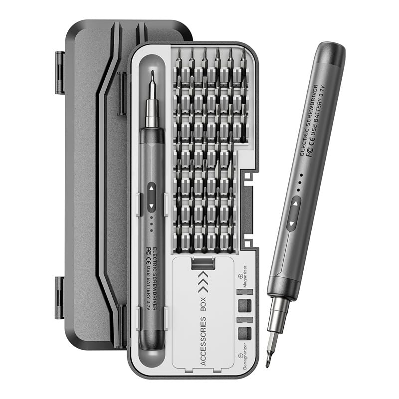 Small Precision Electric Screwdriver 46-in-1, Mini Rechargeable Cordless Electric Screwdriver, Precise Power Tool Drill High Torque for Computer or Household Repair Tool Set
