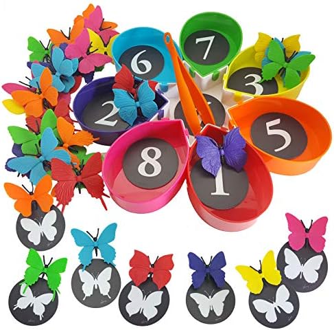Skoolzy Butterfly Color Sorting Toys, Counting Toddler Toys. Montessori Learning Activities for Toddlers & Preschool Educational Math Games, Birthday - Ages 2 3 4 5 Year Old Girl Gifts - 75 pcs