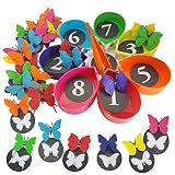 Skoolzy Butterfly Color Sorting Toys, Counting Toddler Toys. Montessori Learning Activities for Todd