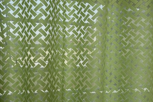 Image of Sheer Net Semi Transparent Home Decor Curtains for Living Room, Balcony Doors and Windows Panel, Parda, Eyelets Hanging, Green Criss-Cross, 1 Piece, 4 x 5 Feet