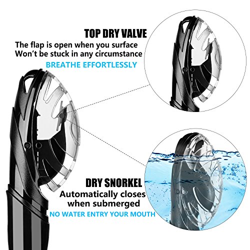 image for Aegend Dry Snorkel, Easy-Breath Free Diving Snorkel for Snorkeling Scu