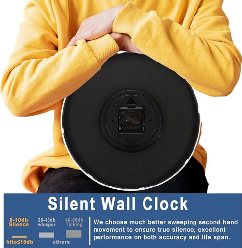 Image of SKYTONE Wall Clock 12 inch Silent Quartz Decorative Wall Clock Non-Ticking Classic Clock Round Easy to Read for Living Room, Bathroom, Kitchen, Office, School (Black White)