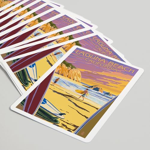 Lantern Press Laguna Beach, Surfers at Sunset, 52 cartas póker miniatura 5